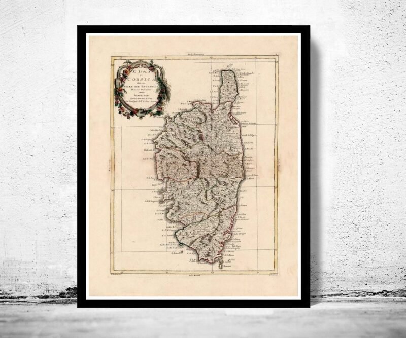 Old Map of Corsica Isle de Corse 1782 Vintage Map | Vintage Poster Wall Art Print | Wall Map Print | Old Map Print | Map Gift