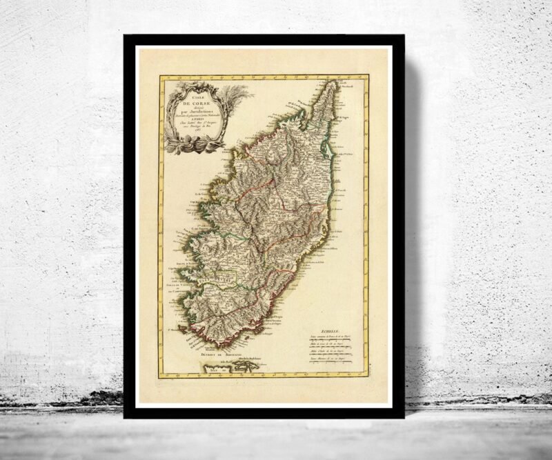 Old Map of Corsica Isle de Corse 1783 Vintage Map | Vintage Poster Wall Art Print | Wall Map Print | Old Map Print | Map Gift