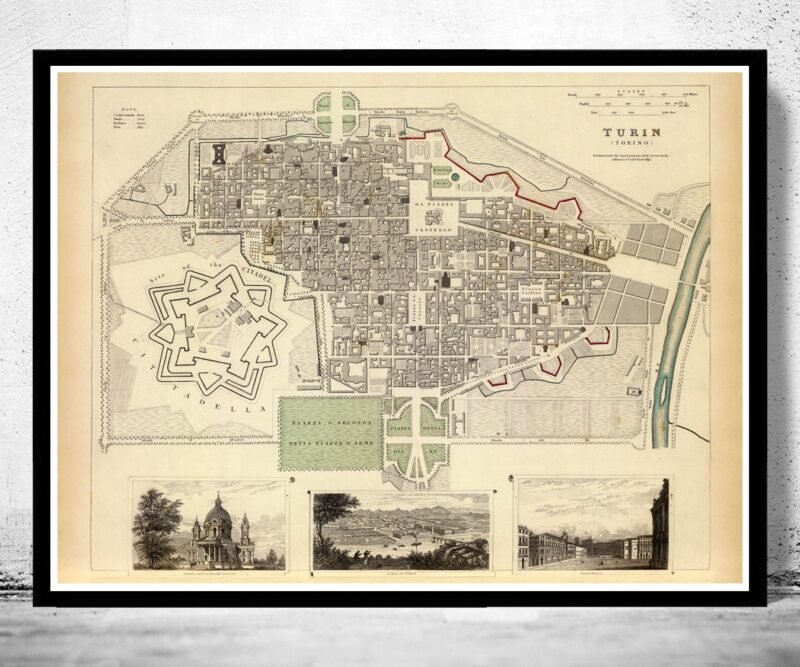 Old Map of Turin Torino Italy 1833 Vintage Map | Vintage Poster Wall Art Print | Wall Map Print | Old Map Print | Map Gift