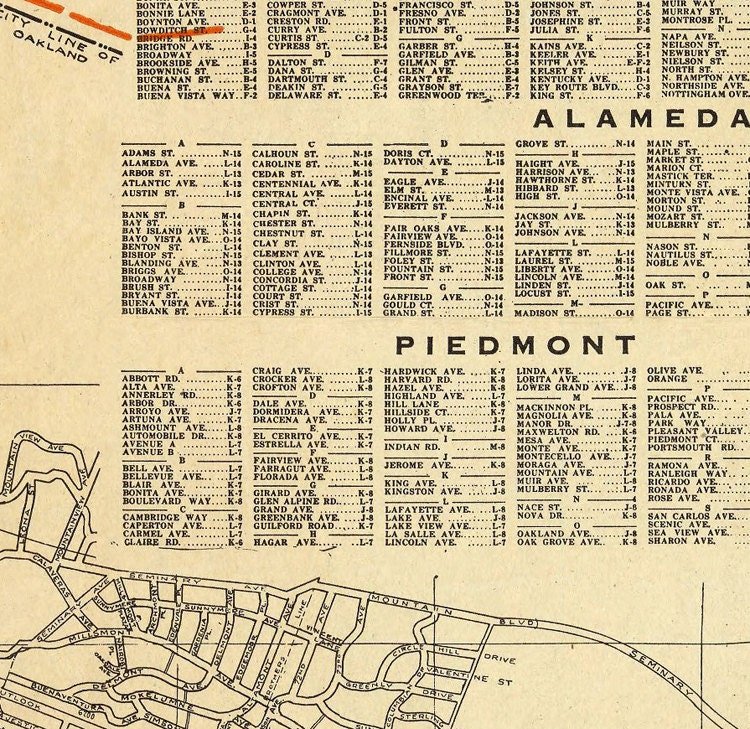 Old map Oakland Alameda Berkeley California 1925 | Vintage Poster Wall Art Print | Wall Map Print | Old Map Print | Map Gift