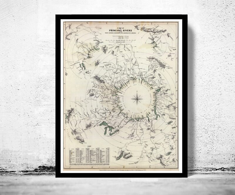 Ols Comparative length of Rivers of the World 1834 | World Map Gift World Map Print | Vintage World Map | World Map Wall Art | Map Gift