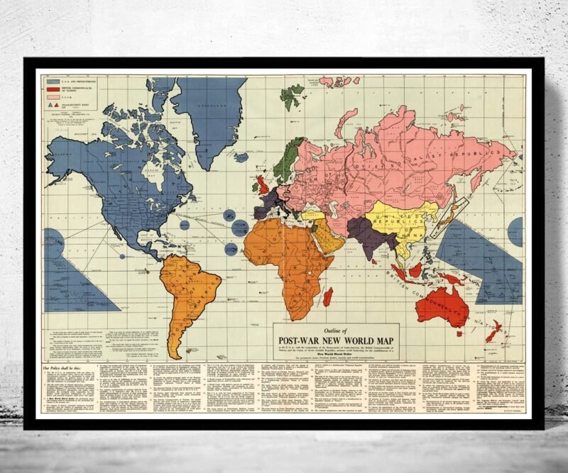 Old World Map infamous New World Order 1942 | World Map Gift World Map Print | Vintage World Map | World Map Wall Art | Map Gift