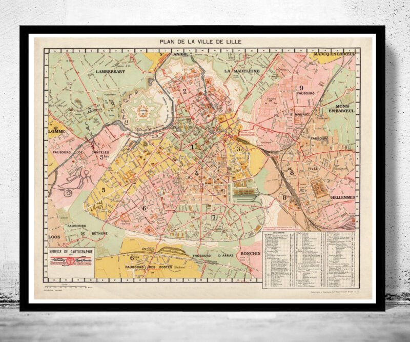 Old Map of Lille France Vintage Map | Vintage Poster Wall Art Print | Wall Map Print | Old Map Print | Map Gift | Anniversary gift