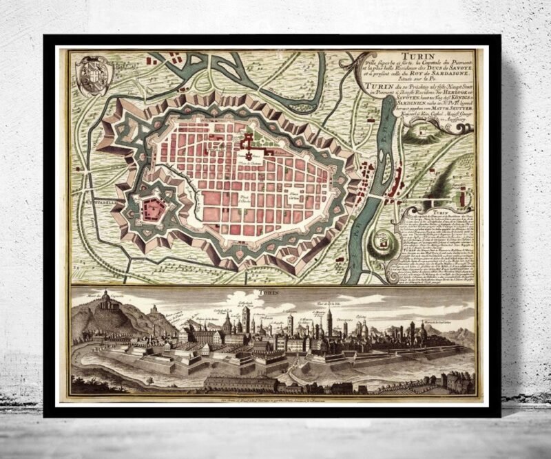 Old Map of Turin Torino Italy Italia 1750 | Vintage Poster Wall Art Print | Wall Map Print | Old Map Print | Map Gift | Anniversary gift