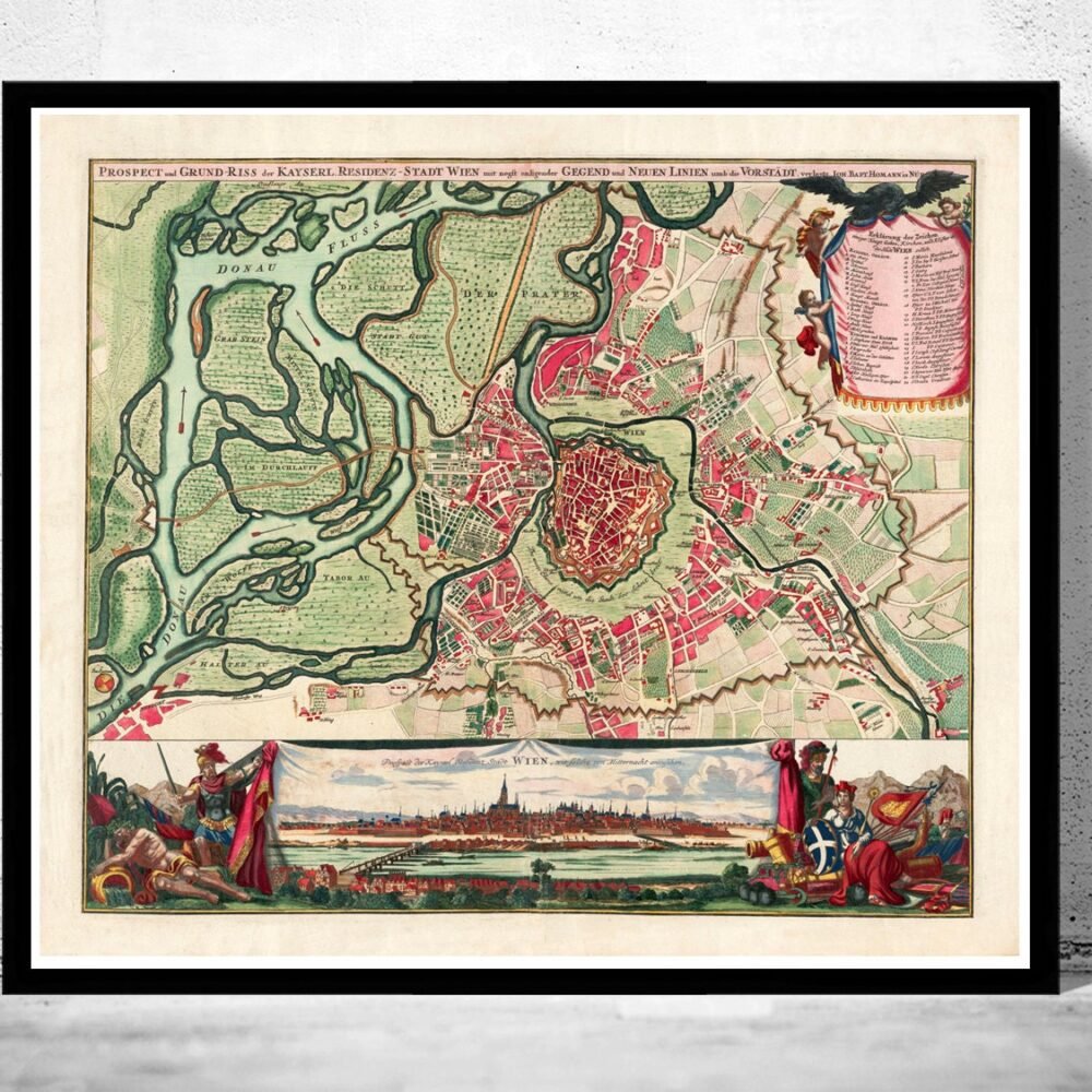 Old Map of Vienna Wien Austria 1712 | Vintage Poster Wall Art Print | Wall Map Print | Old Map Print | Map Gift | Anniversary gift