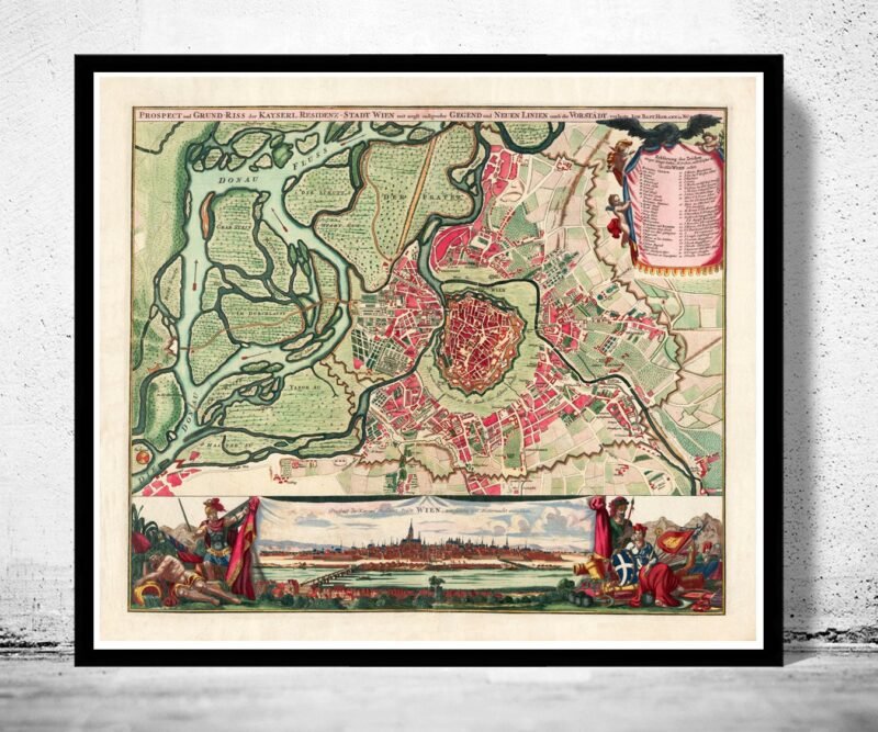 Old Map of Vienna Wien Austria 1712 | Vintage Poster Wall Art Print | Wall Map Print | Old Map Print | Map Gift | Anniversary gift