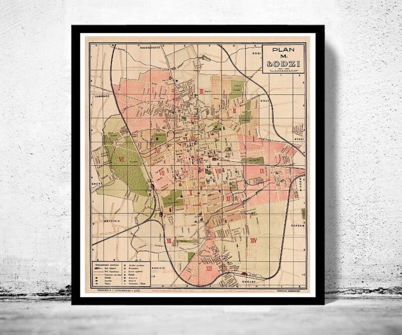 Old Map of Lodz Poland 1927 Vintage Map | Vintage Poster Wall Art Print | Wall Map Print | Old Map Print | Map Gift | Anniversary gift