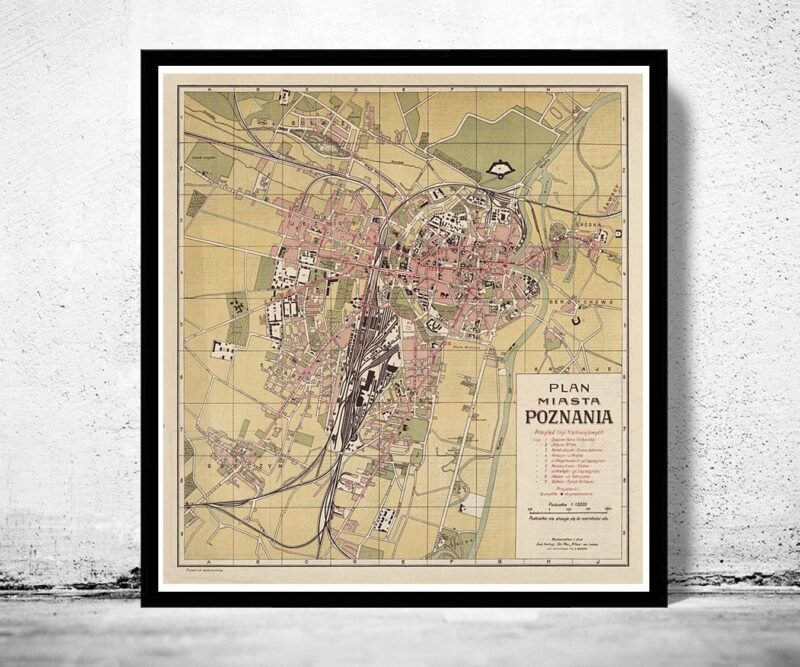 Old Map of Poznan Poland 1924 Vintage Map | Vintage Poster Wall Art Print | Wall Map Print | Old Map Print | Map Gift | Anniversary gift