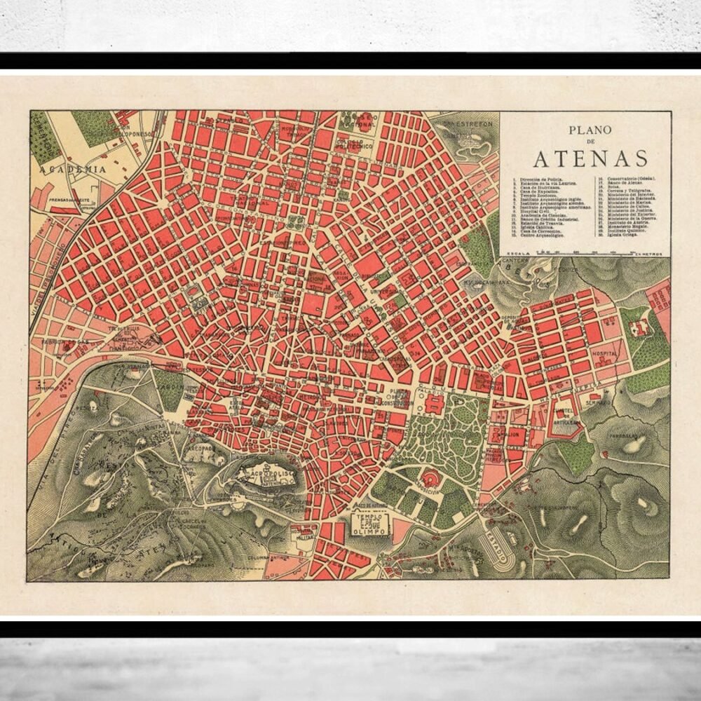 Old Map of Athens Greece 1900 | Vintage Poster Wall Art Print | Wall Map Print | Old Map Print | Map Gift | Anniversary gift