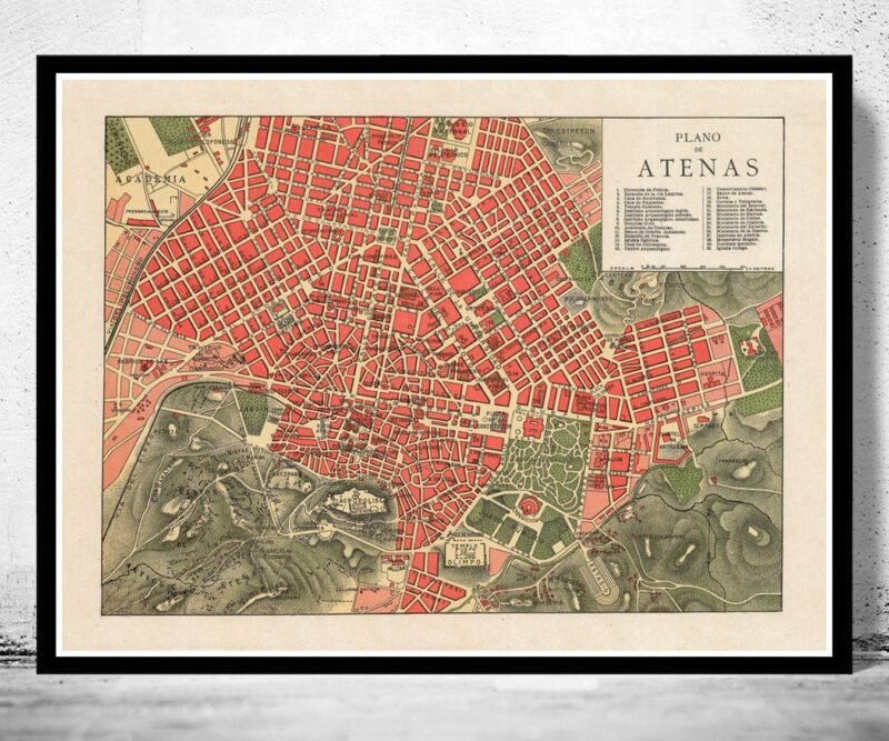 Old Map of Athens Greece 1900 | Vintage Poster Wall Art Print | Wall Map Print | Old Map Print | Map Gift | Anniversary gift