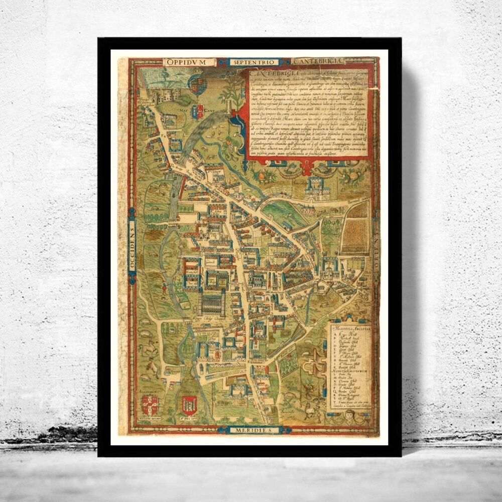 Old Map of Cambridge 1574 England Vintage Map | Vintage Poster Wall Art Print | Wall Map Print | Old Map Print | Map Gift| Housewarming Gift