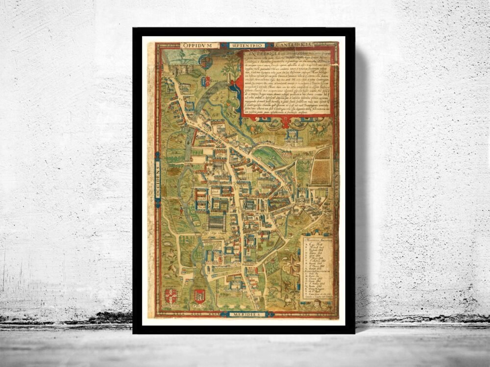 Old Map of Cambridge 1574 England Vintage Map | Vintage Poster Wall Art Print | Wall Map Print | Old Map Print | Map Gift| Housewarming Gift