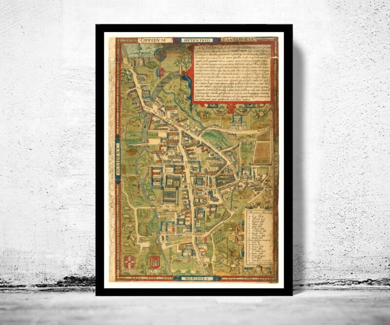 Old Map of Cambridge 1574 England Vintage Map | Vintage Poster Wall Art Print | Wall Map Print | Old Map Print | Map Gift| Housewarming Gift