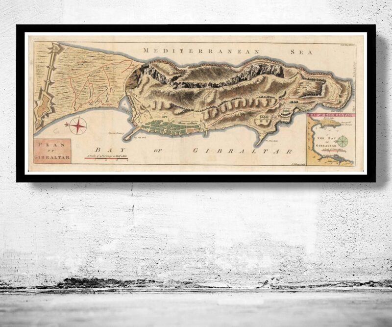 Old Map of Gibraltar Spain 1762 Vintage Map | Vintage Poster Wall Art Print | Wall Map Print | Old Map Print | Map Gift | Anniversary gift