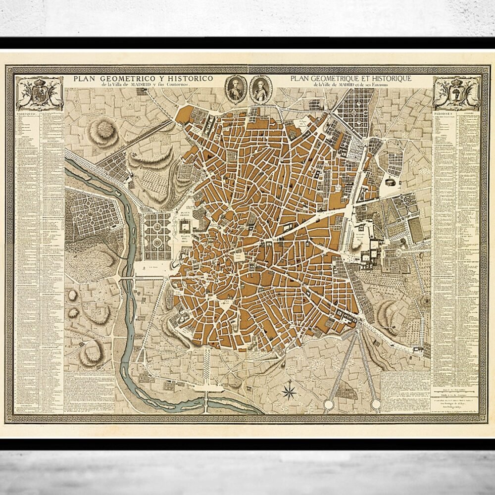 Beautiful Old Map of Madrid 1761 Spain Espana | Vintage Poster Wall Art Print | Wall Map Print | Old Map Print | Map Gift