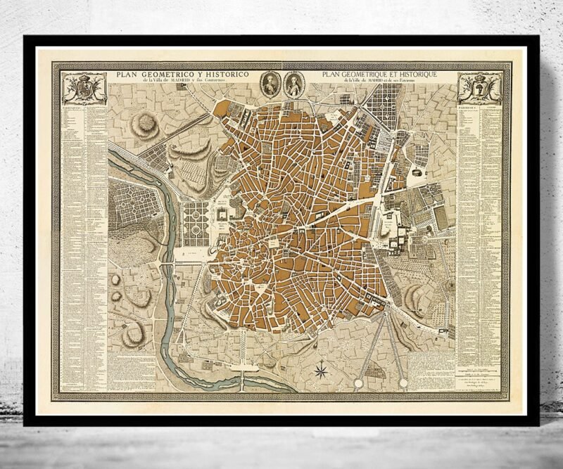 Beautiful Old Map of Madrid 1761 Spain Espana | Vintage Poster Wall Art Print | Wall Map Print | Old Map Print | Map Gift