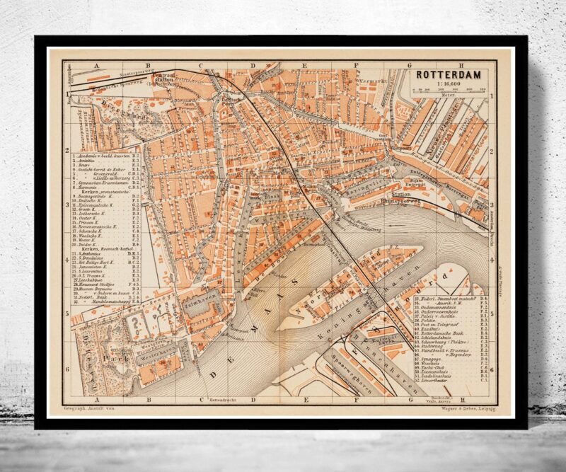 Old Map of Rotterdam Netherlands 1891 Vintage Map | Vintage Poster Wall Art Print | Wall Map Print | Old Map Print | Map Gift